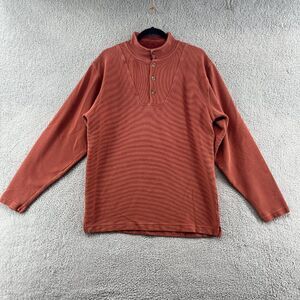 The Territory Ahead Sweater Mens Medium Terry Cotton Henley Button Snap Pullover